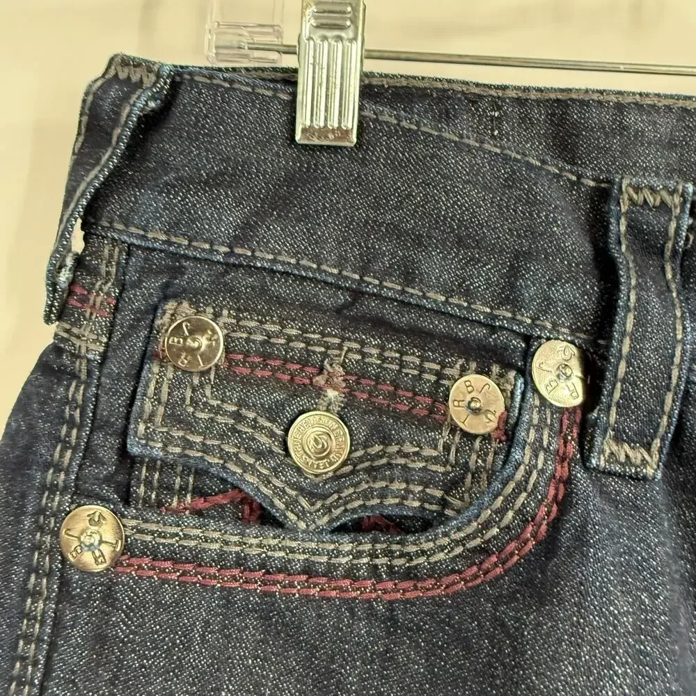 True Religion Ricky Straight Leg Jeans Mens 32 Dark Wash Blue Denim Zip Fly Y2k